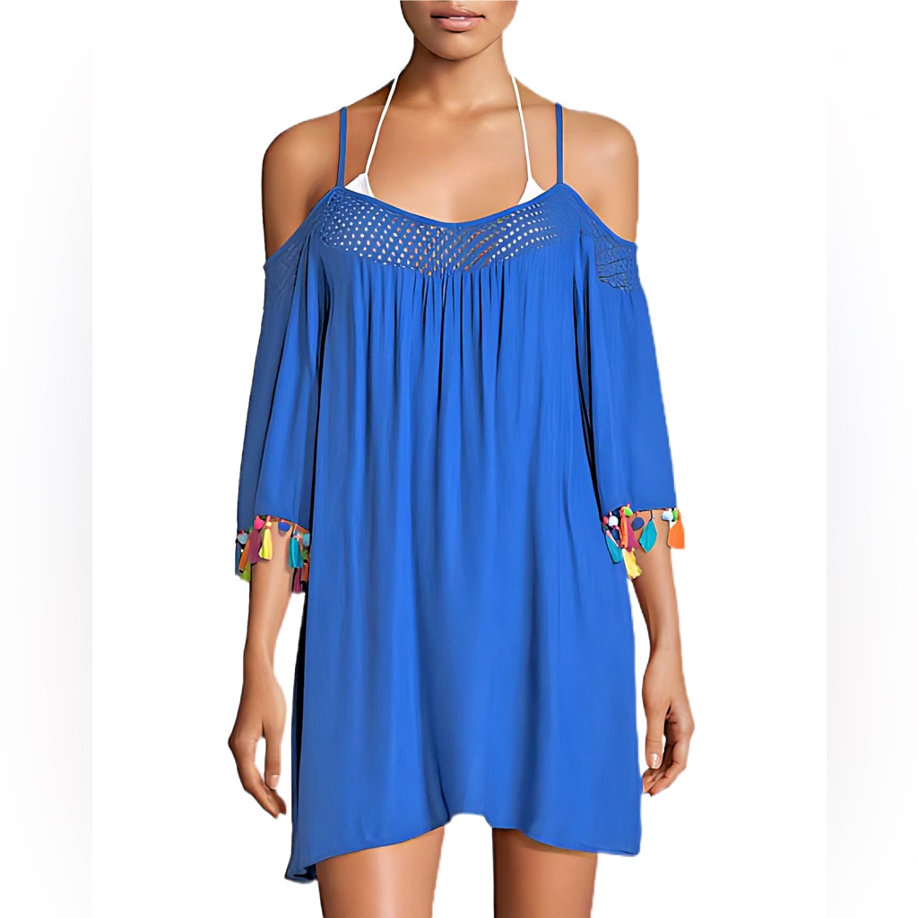 Nanette Lepore Women's Cold Shoulder Fringe Swim Cover-Up - Size M